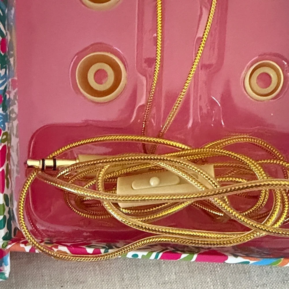 Lilly Pulitzer Let’s Cha Cha Ear Buds with Gold Accents, like new!